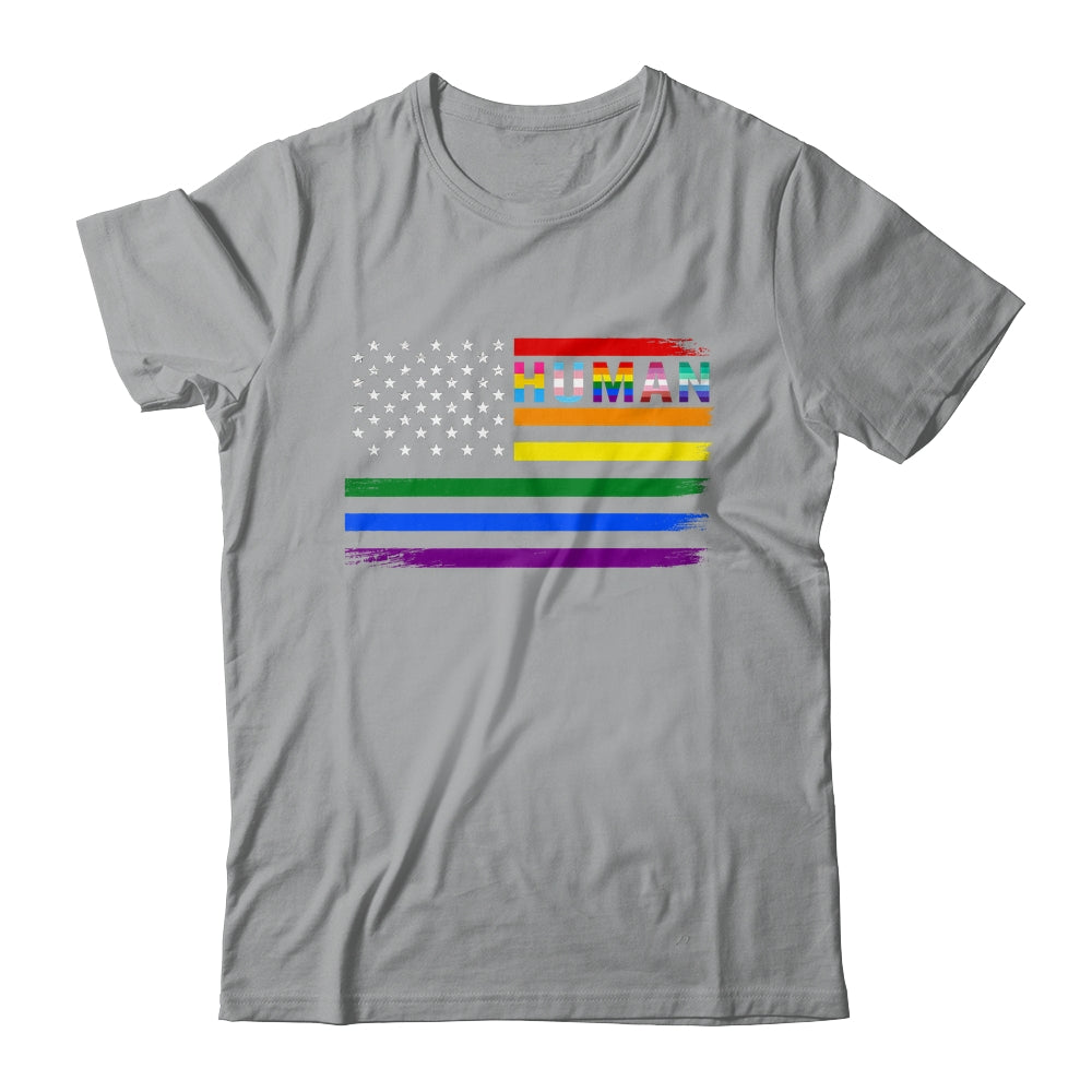 Human USA LGBT Flag Gay Pride Transgender Rainbow Lesbian Shirt & Hoodie | siriusteestore