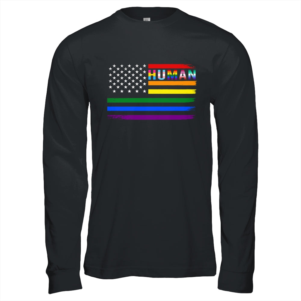 Human USA LGBT Flag Gay Pride Transgender Rainbow Lesbian Shirt & Hoodie | siriusteestore