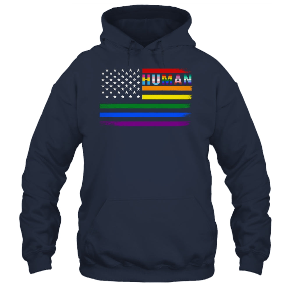 Human USA LGBT Flag Gay Pride Transgender Rainbow Lesbian Shirt & Hoodie | siriusteestore