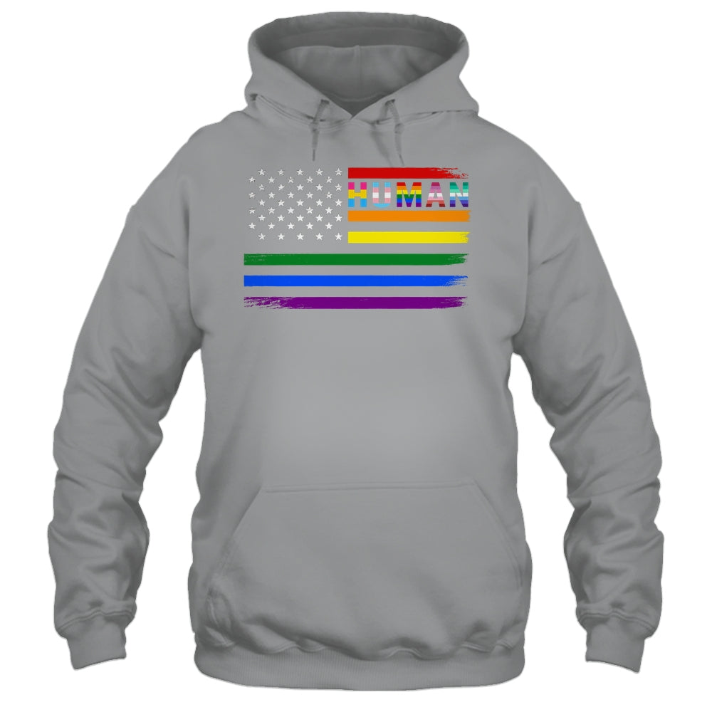 Human USA LGBT Flag Gay Pride Transgender Rainbow Lesbian Shirt & Hoodie | siriusteestore