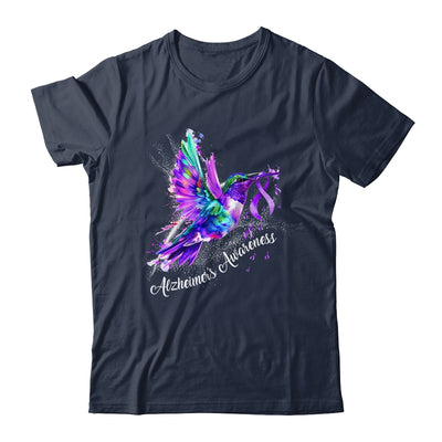 Hummingbird Holding Purple Ribbon Alzheimer's Awareness Shirt & Tank Top | siriusteestore