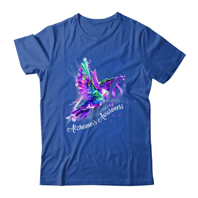 Hummingbird Holding Purple Ribbon Alzheimer's Awareness Shirt & Tank Top | siriusteestore