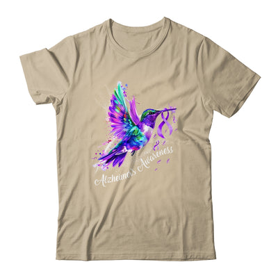 Hummingbird Holding Purple Ribbon Alzheimer's Awareness Shirt & Tank Top | siriusteestore