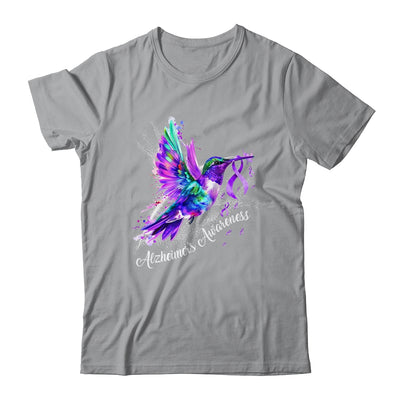 Hummingbird Holding Purple Ribbon Alzheimer's Awareness Shirt & Tank Top | siriusteestore