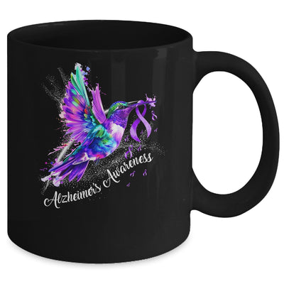 Hummingbird Holding Purple Ribbon Alzheimer's Awareness Mug | siriusteestore