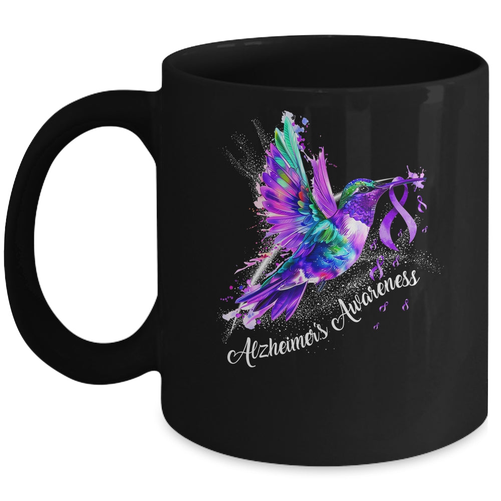 Hummingbird Holding Purple Ribbon Alzheimer's Awareness Mug | siriusteestore