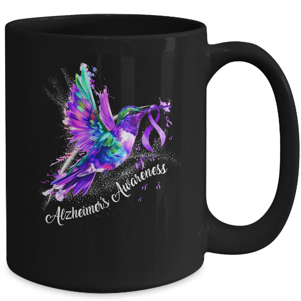 Hummingbird Holding Purple Ribbon Alzheimer's Awareness Mug | siriusteestore