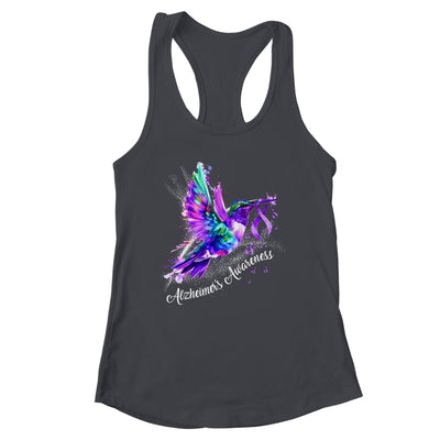 Hummingbird Holding Purple Ribbon Alzheimer's Awareness Shirt & Tank Top | siriusteestore