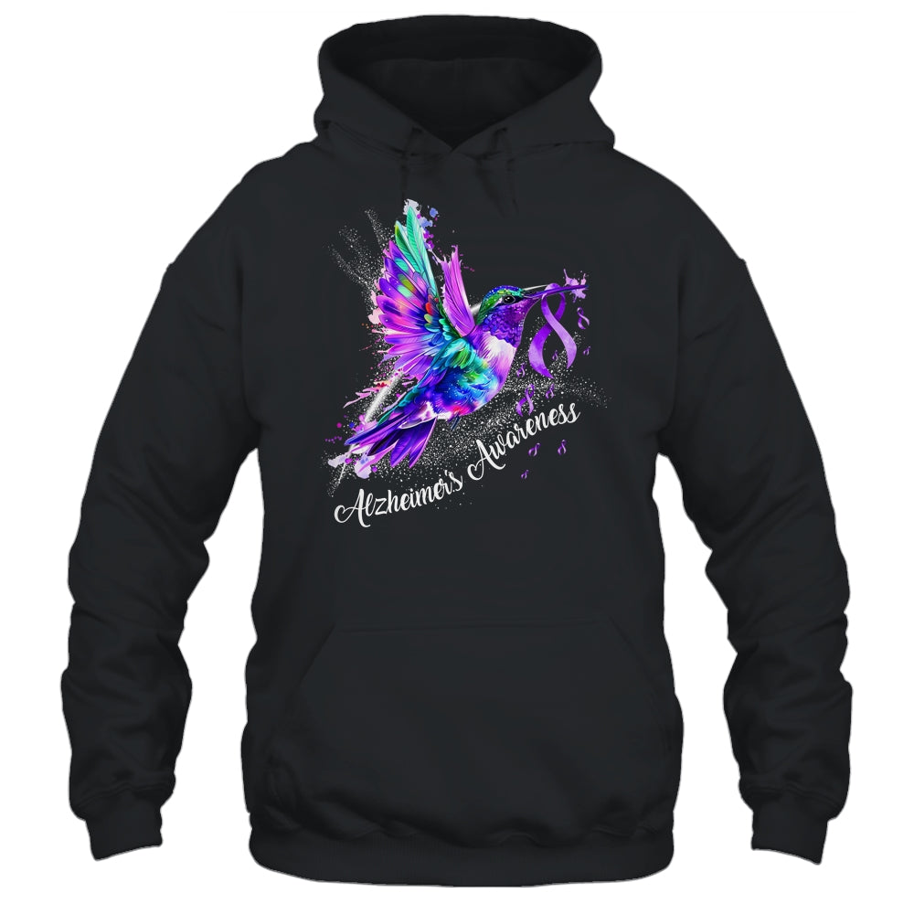 Hummingbird Holding Purple Ribbon Alzheimer's Awareness Shirt & Tank Top | siriusteestore