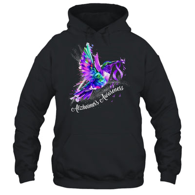 Hummingbird Holding Purple Ribbon Alzheimer's Awareness Shirt & Tank Top | siriusteestore