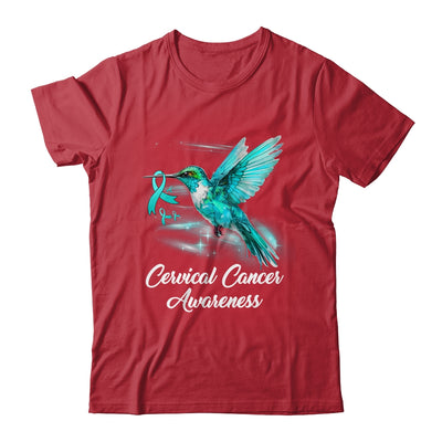 Hummingbird Holding Teal Ribbon Cervical Cancer Awareness Shirt & Hoodie | siriusteestore