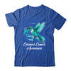 Hummingbird Holding Teal Ribbon Cervical Cancer Awareness Shirt & Hoodie | siriusteestore