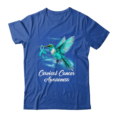 Hummingbird Holding Teal Ribbon Cervical Cancer Awareness Shirt & Hoodie | siriusteestore