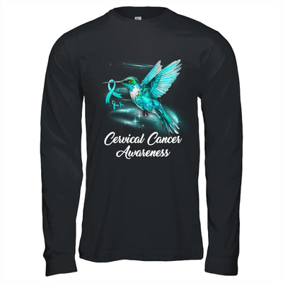 Hummingbird Holding Teal Ribbon Cervical Cancer Awareness Shirt & Hoodie | siriusteestore