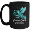 Hummingbird Holding Teal Ribbon Cervical Cancer Awareness Mug | siriusteestore