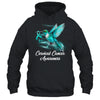 Hummingbird Holding Teal Ribbon Cervical Cancer Awareness Shirt & Hoodie | siriusteestore