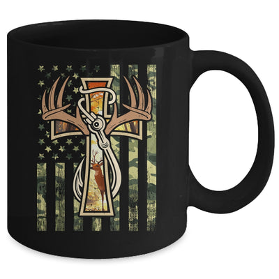 Hunting Fishing Faith Deer Cross Camouflage Flag Christian Mug | siriusteestore