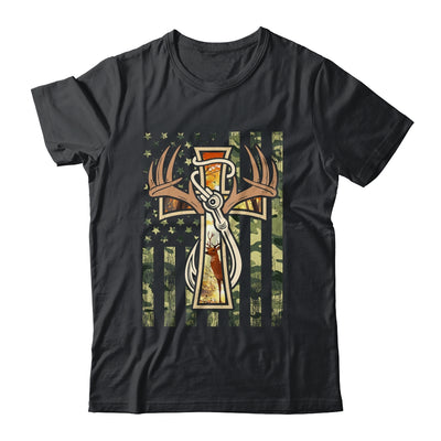 Hunting Fishing Faith Deer Cross Camouflage Flag Christian Shirt & Hoodie | siriusteestore