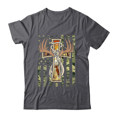 Hunting Fishing Faith Deer Cross Camouflage Flag Christian Shirt & Hoodie | siriusteestore
