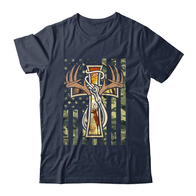 Hunting Fishing Faith Deer Cross Camouflage Flag Christian Shirt & Hoodie | siriusteestore