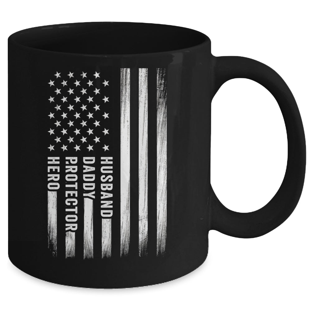 Husband Daddy Protector Hero Fathers Day American Flag Mug | siriusteestore