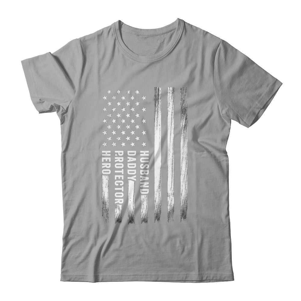 Husband Daddy Protector Hero Fathers Day American Flag Shirt & Hoodie | siriusteestore