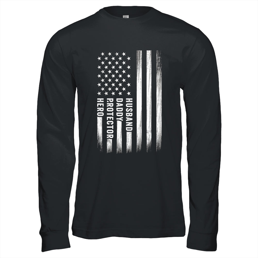 Husband Daddy Protector Hero Fathers Day American Flag Shirt & Hoodie | siriusteestore