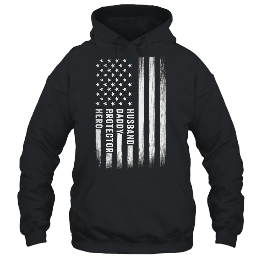 Husband Daddy Protector Hero Fathers Day American Flag Shirt & Hoodie | siriusteestore