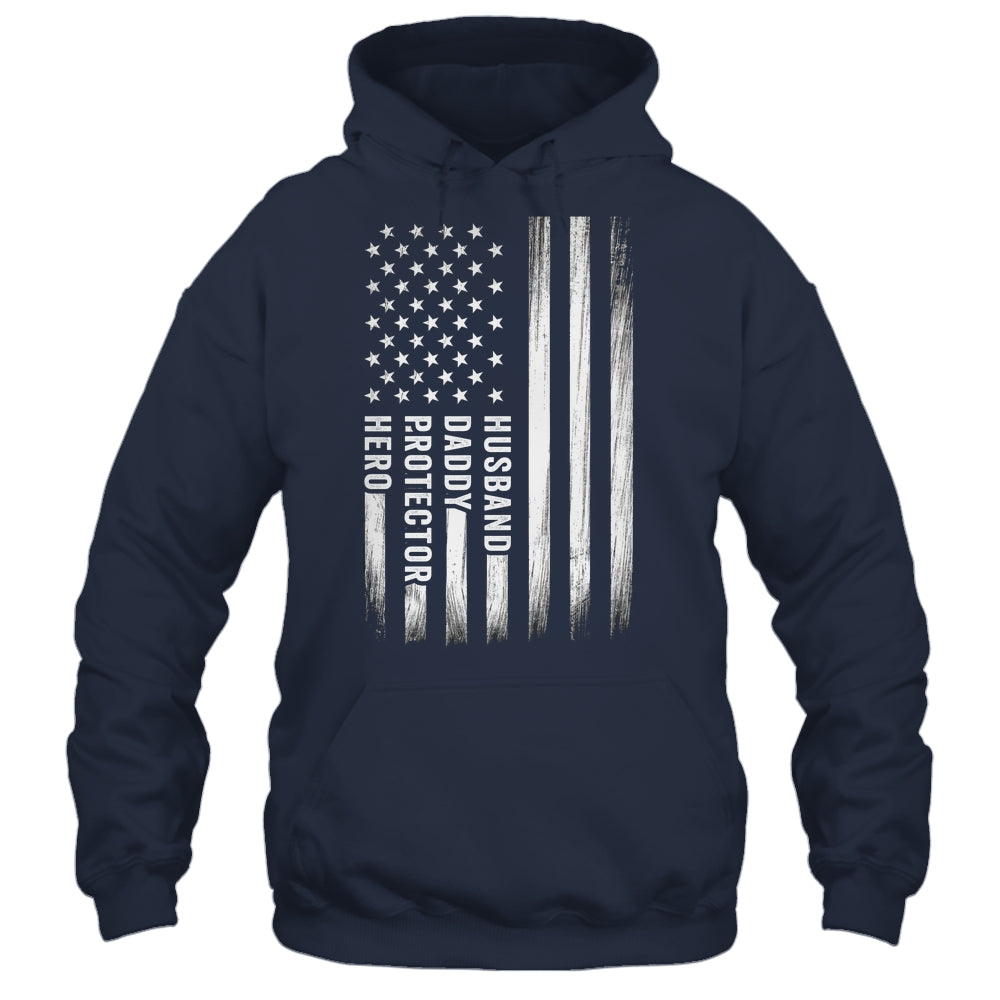 Husband Daddy Protector Hero Fathers Day American Flag Shirt & Hoodie | siriusteestore