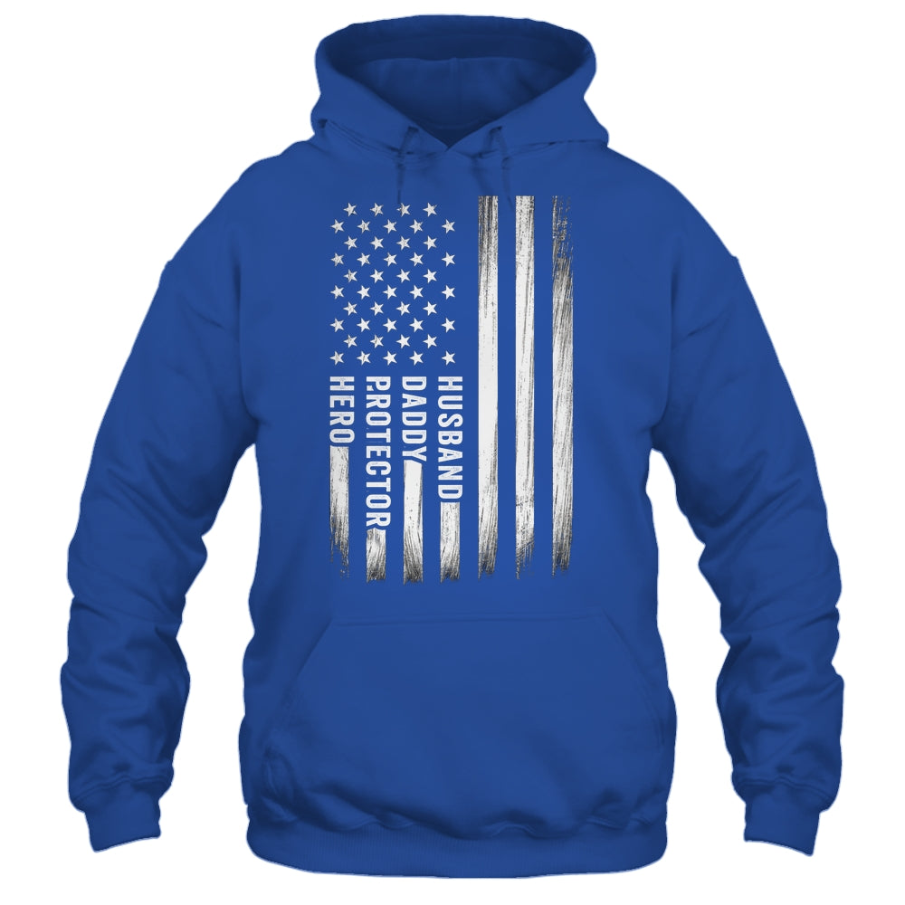 Husband Daddy Protector Hero Fathers Day American Flag Shirt & Hoodie | siriusteestore
