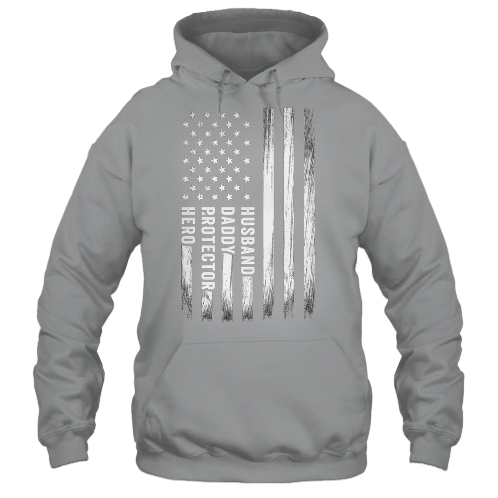 Husband Daddy Protector Hero Fathers Day American Flag Shirt & Hoodie | siriusteestore