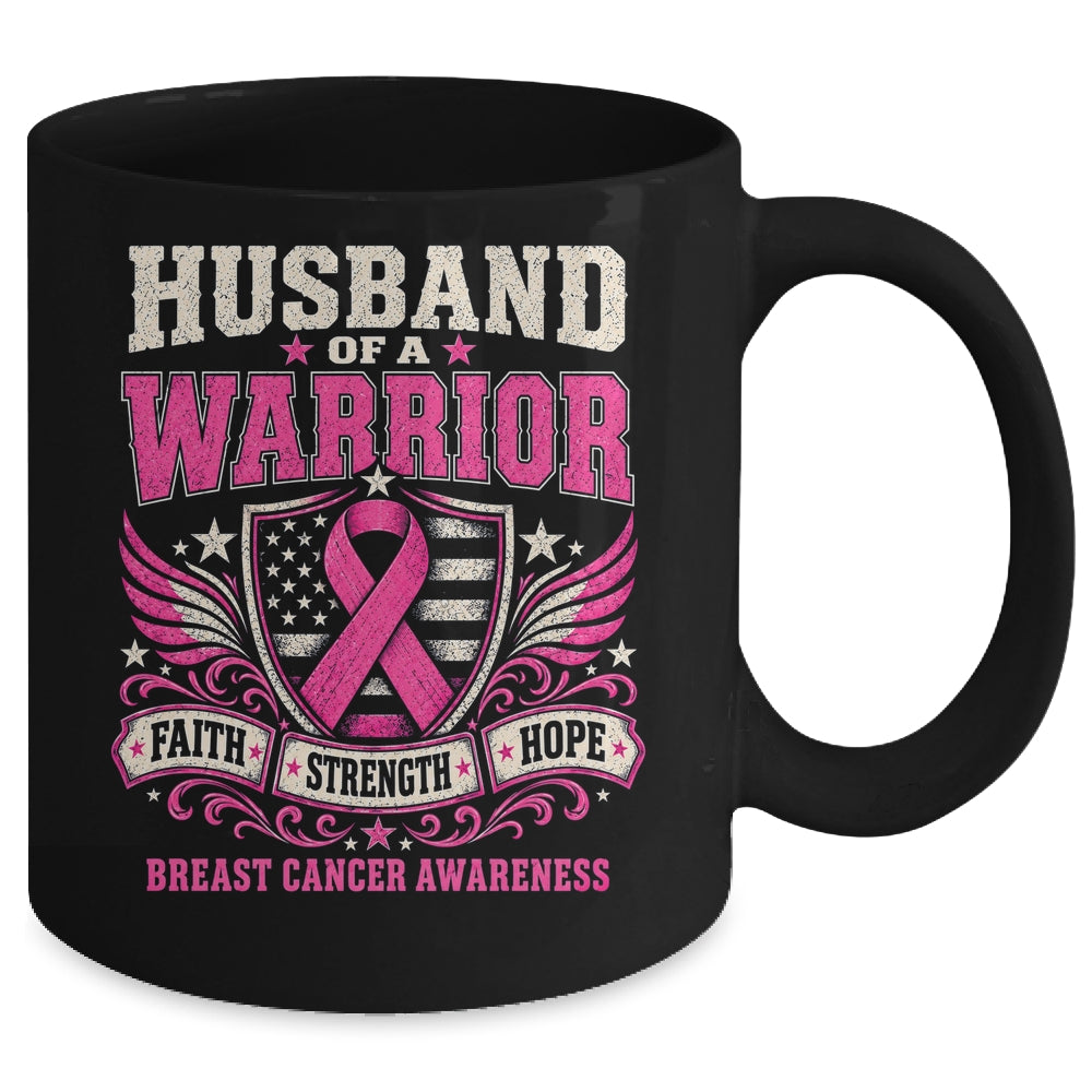 Husband Of A Warrior Breast Cancer Awareness Support Pink Mug | siriusteestore