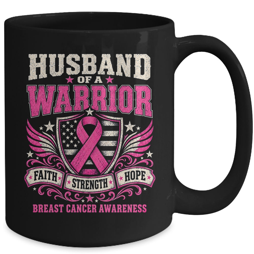 Husband Of A Warrior Breast Cancer Awareness Support Pink Mug | siriusteestore