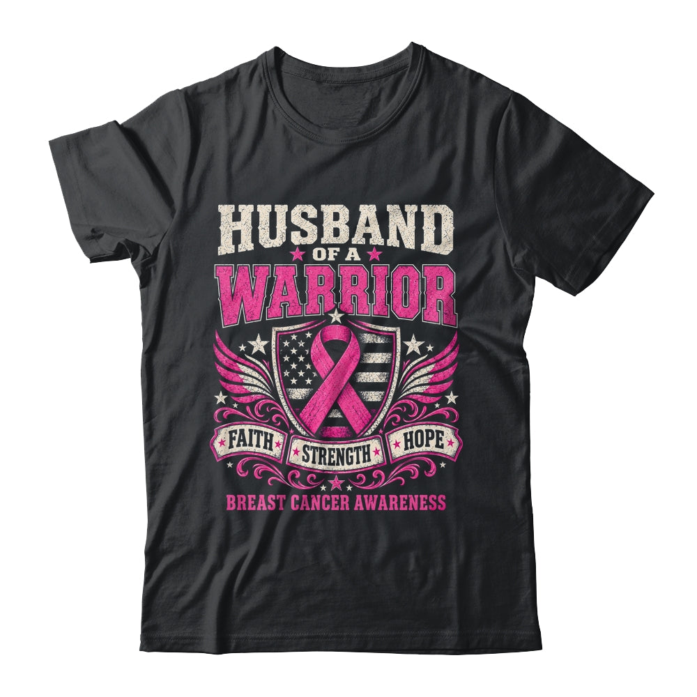 Husband Of A Warrior Breast Cancer Awareness Support Pink Shirt & Hoodie | siriusteestore