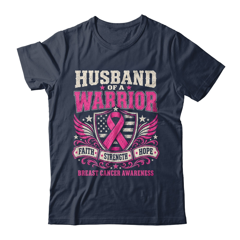 Husband Of A Warrior Breast Cancer Awareness Support Pink Shirt & Hoodie | siriusteestore