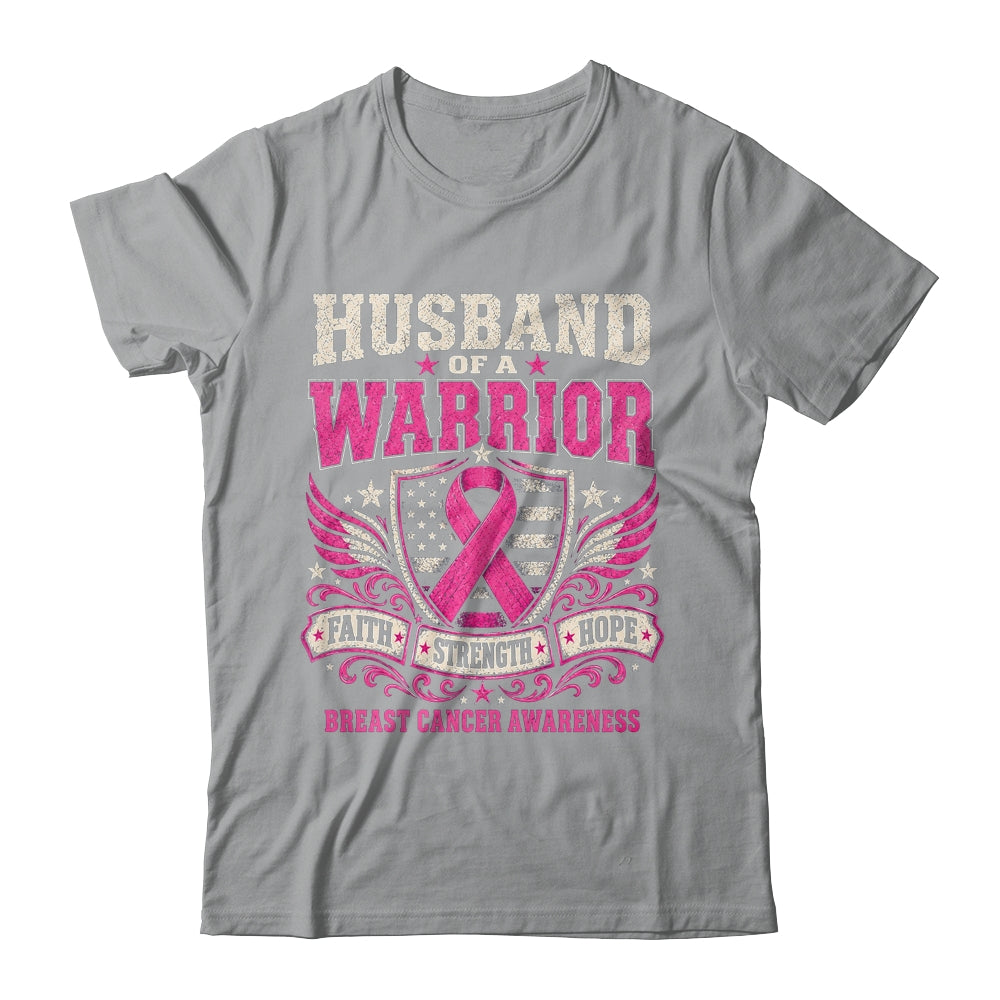 Husband Of A Warrior Breast Cancer Awareness Support Pink Shirt & Hoodie | siriusteestore