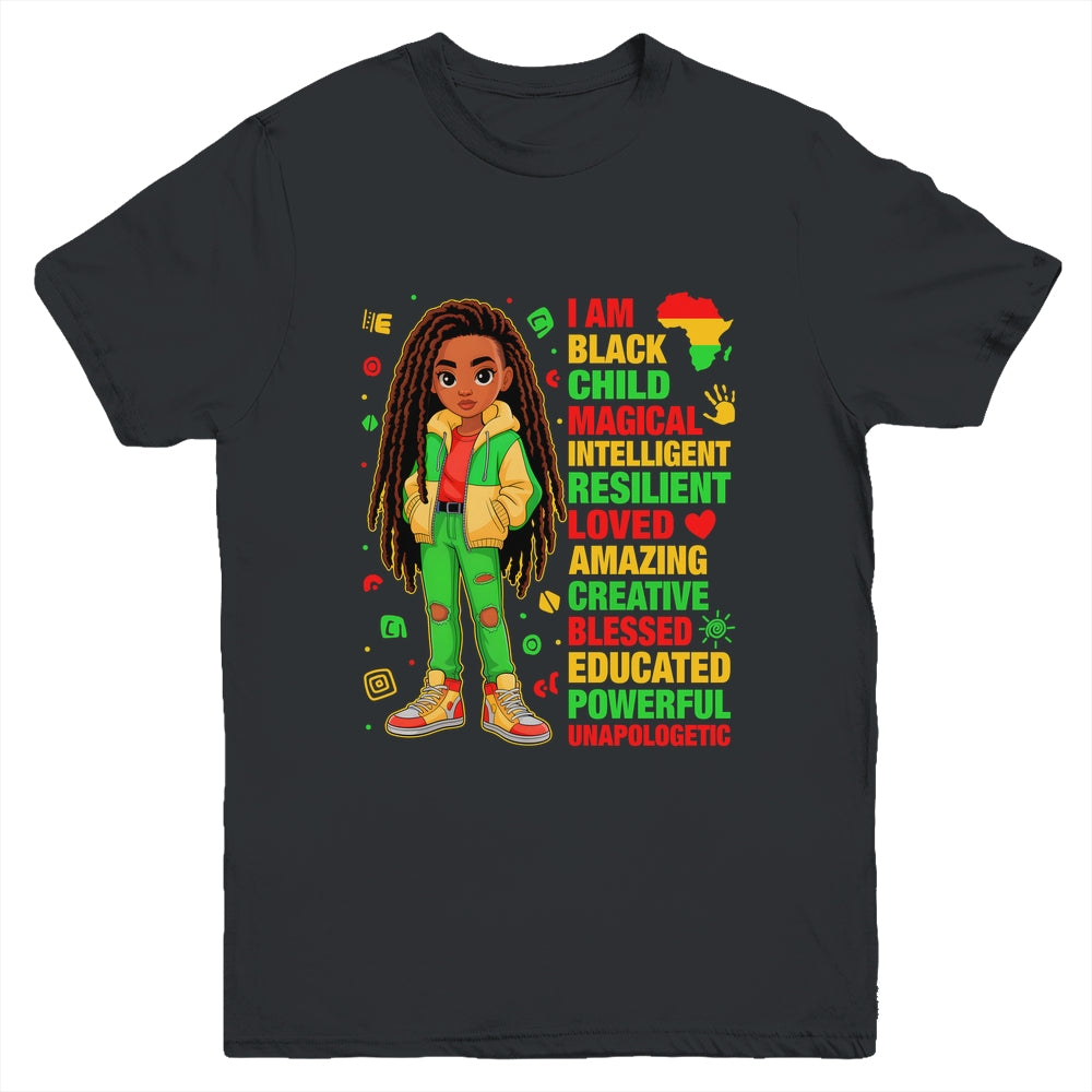 I Am Black Child History Month African American Kids Girls Youth Shirt | siriusteestore
