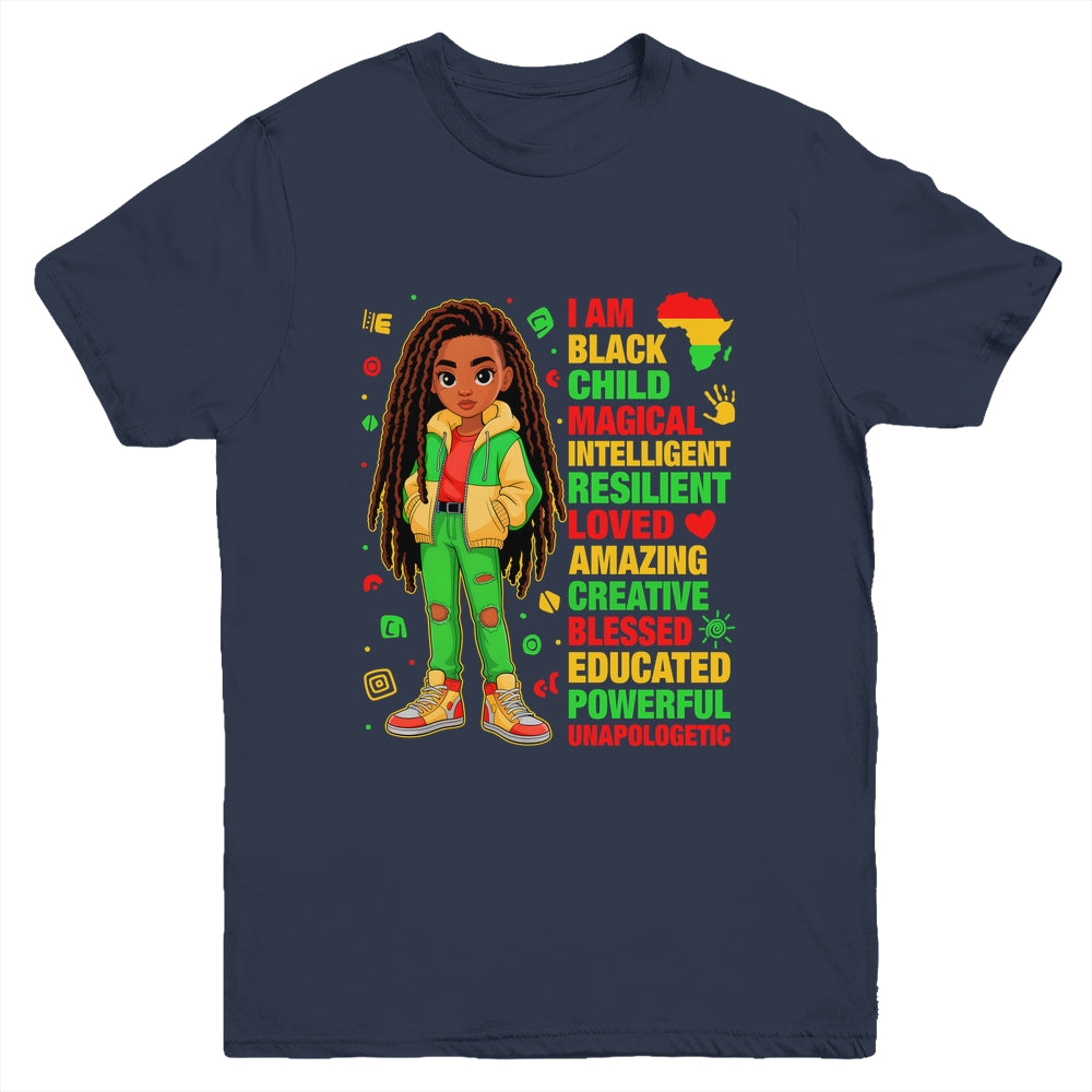 I Am Black Child History Month African American Kids Girls Youth Shirt | siriusteestore