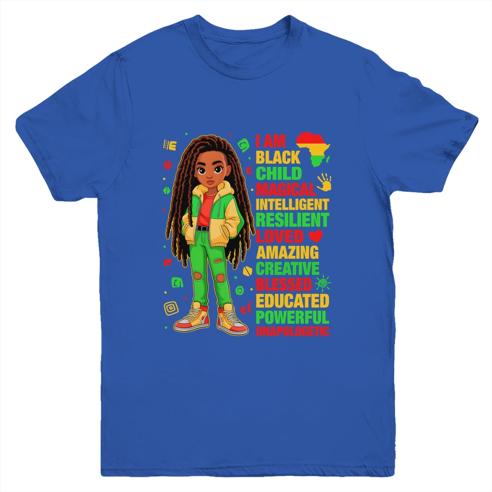 I Am Black Child History Month African American Kids Girls Youth Shirt | siriusteestore