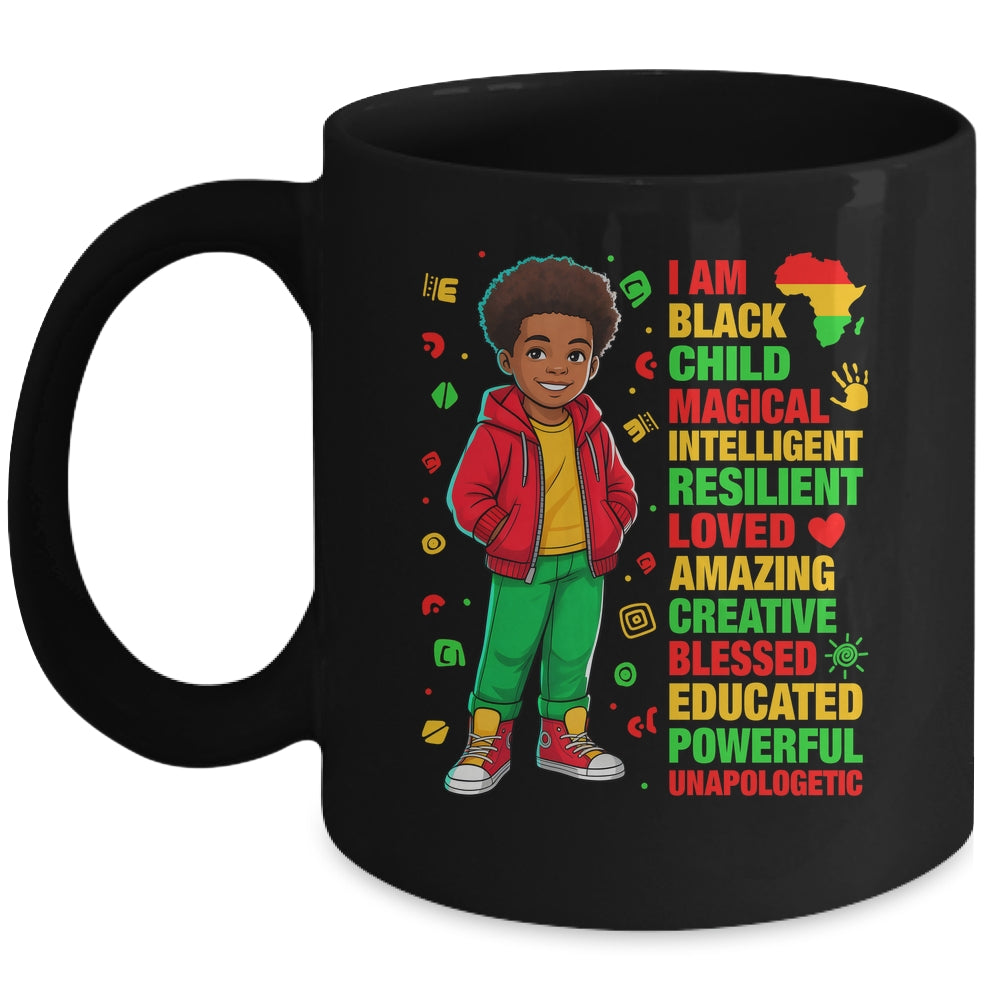 I Am Black Child History Month Kids Boys African American Mug | siriusteestore