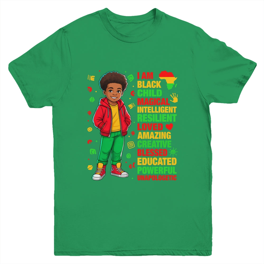 I Am Black Child History Month Kids Boys African American Youth Shirt | siriusteestore