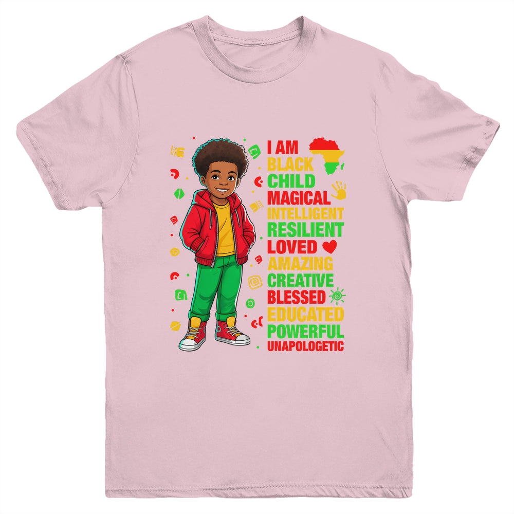 I Am Black Child History Month Kids Boys African American Youth Shirt | siriusteestore
