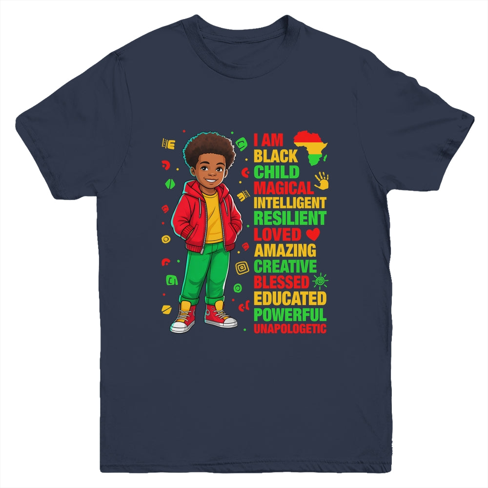 I Am Black Child History Month Kids Boys African American Youth Shirt | siriusteestore