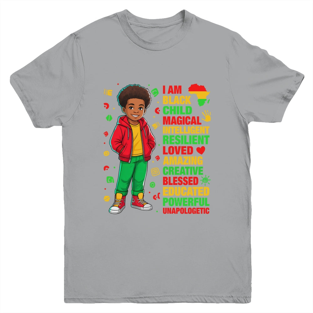 I Am Black Child History Month Kids Boys African American Youth Shirt | siriusteestore