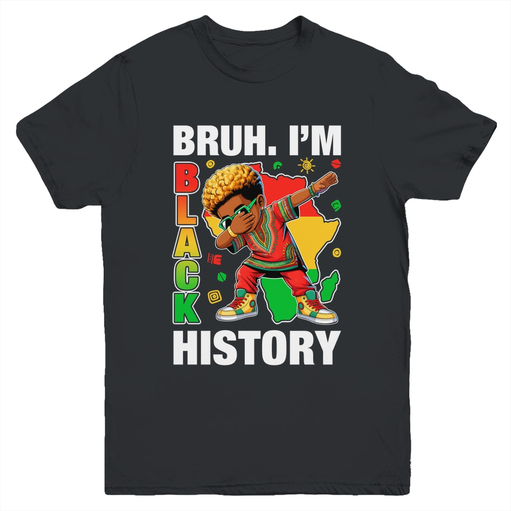 I Am Black History Dabbing Afro Men Boy Black History Month Youth Shirt | siriusteestore