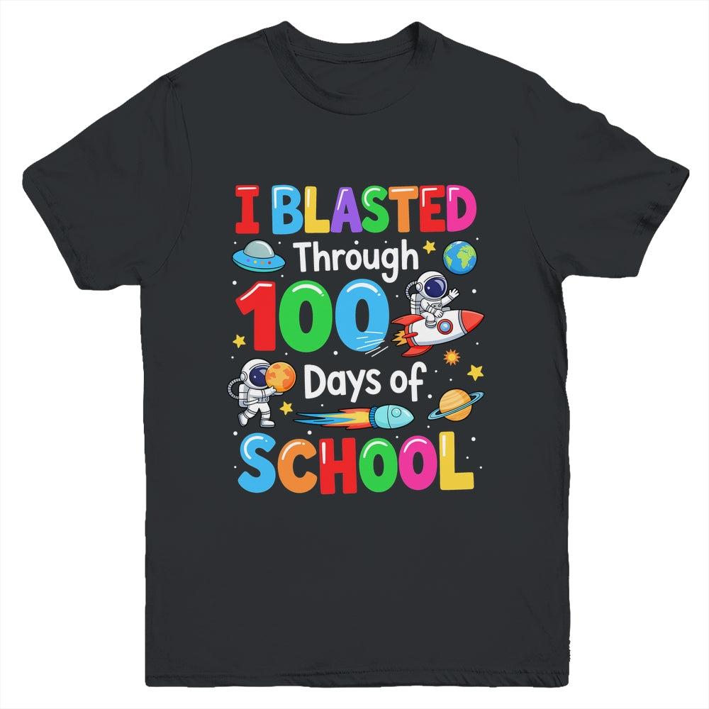 I Blasted Through 100 Days Of School Space Boy Kid Youth Shirt | siriusteestore
