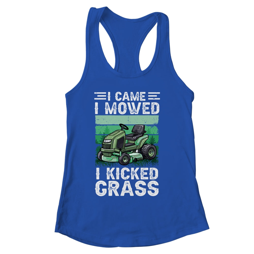 I Came I Mowed I Kicked Grass Funny Gardener Lawn Mowing Shirt & Tank Top | siriusteestore