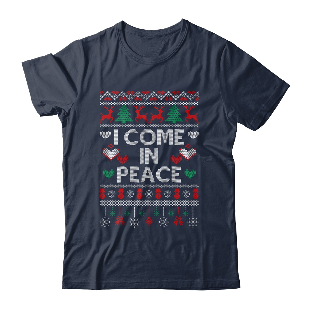 I Come In Peace I'm Peace Matching Couple Ugly Christmas Shirt & Sweatshirt | siriusteestore