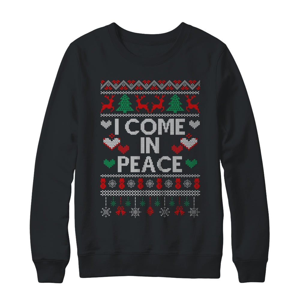 I Come In Peace I'm Peace Matching Couple Ugly Christmas Shirt & Sweatshirt | siriusteestore