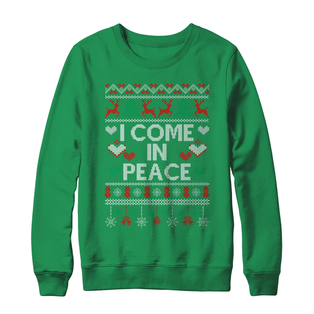 I Come In Peace I'm Peace Matching Couple Ugly Christmas Shirt & Sweatshirt | siriusteestore